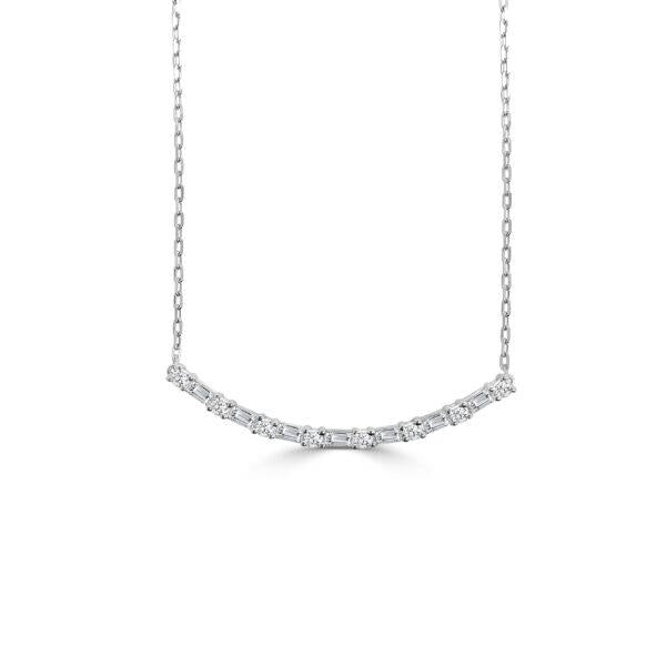 14KW DIAMOND LARGE MONACO CURVED BAR NECKLACE