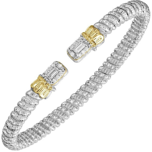 14Ky/Sterling Silver Open Bangle Bracelet