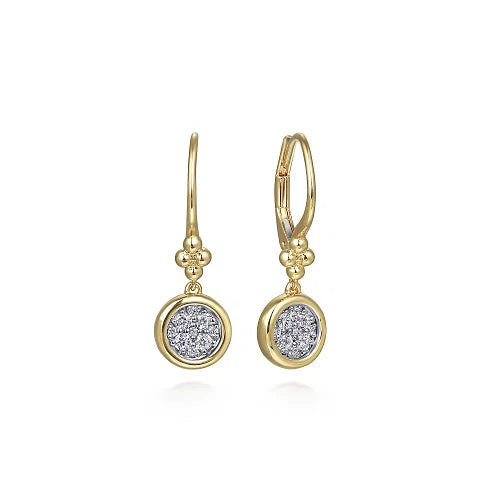 Round Cluster Diamond Dangle Earrings