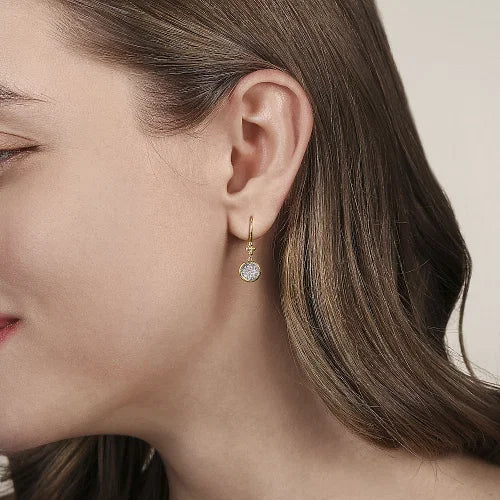 Round Cluster Diamond Dangle Earrings