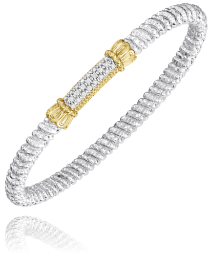 14KY/SS DIAMOND CLOSED BANGLE BRACELET