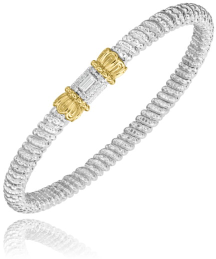 14KY/SS DIAMOND CLOSED BANGLE BRACELET