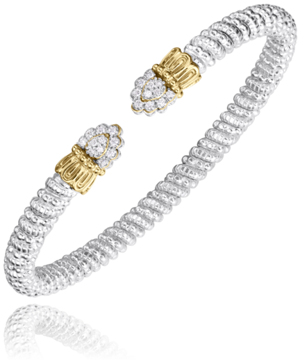 14KY/SS DIAMOND BANGLE BRACELET