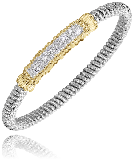 14KY/SS DIAMOND CLOSED BANGLE BRACELET