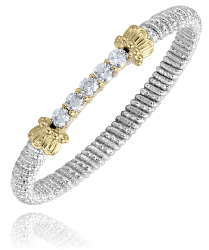 14KY/SS CLOSED DIAMOND BANGLE BRACELET