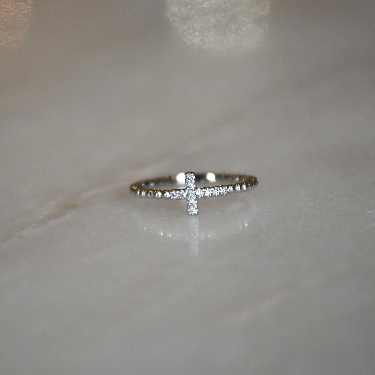 Diamond Sideways Cross Ring