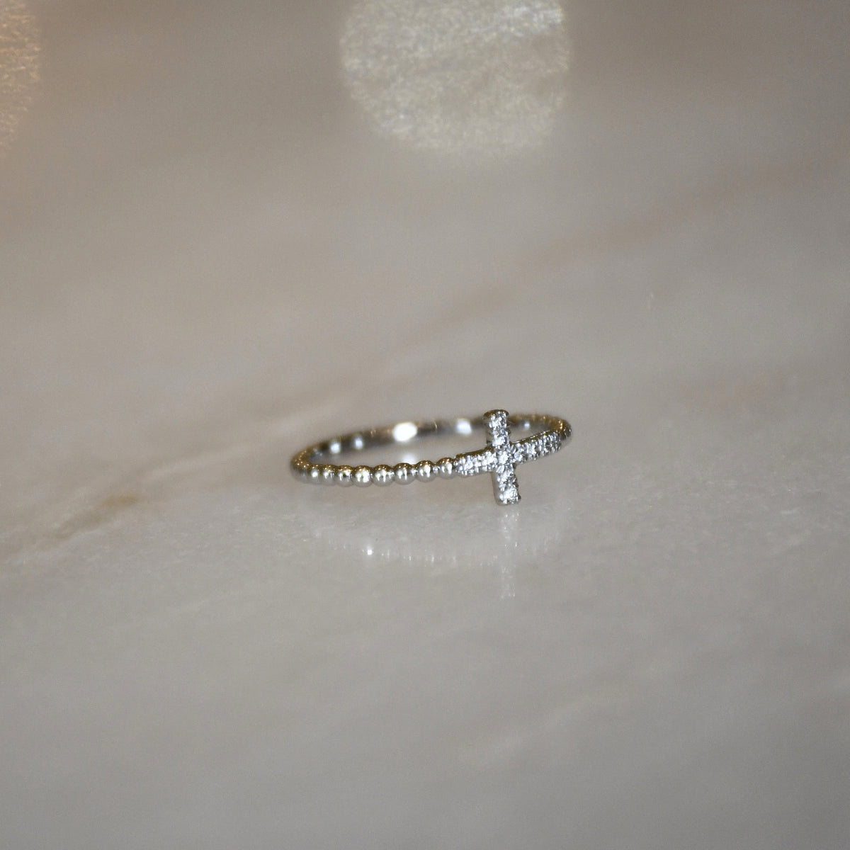 Diamond Sideways Cross Ring