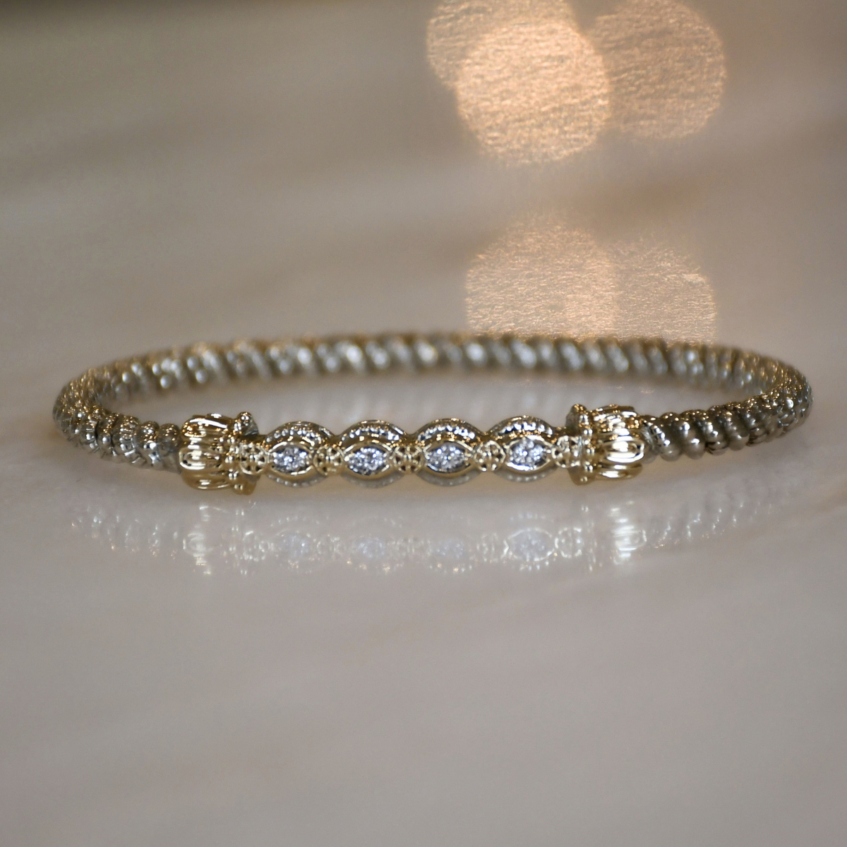 14ky/Sterling Silver Bangle Bracelet