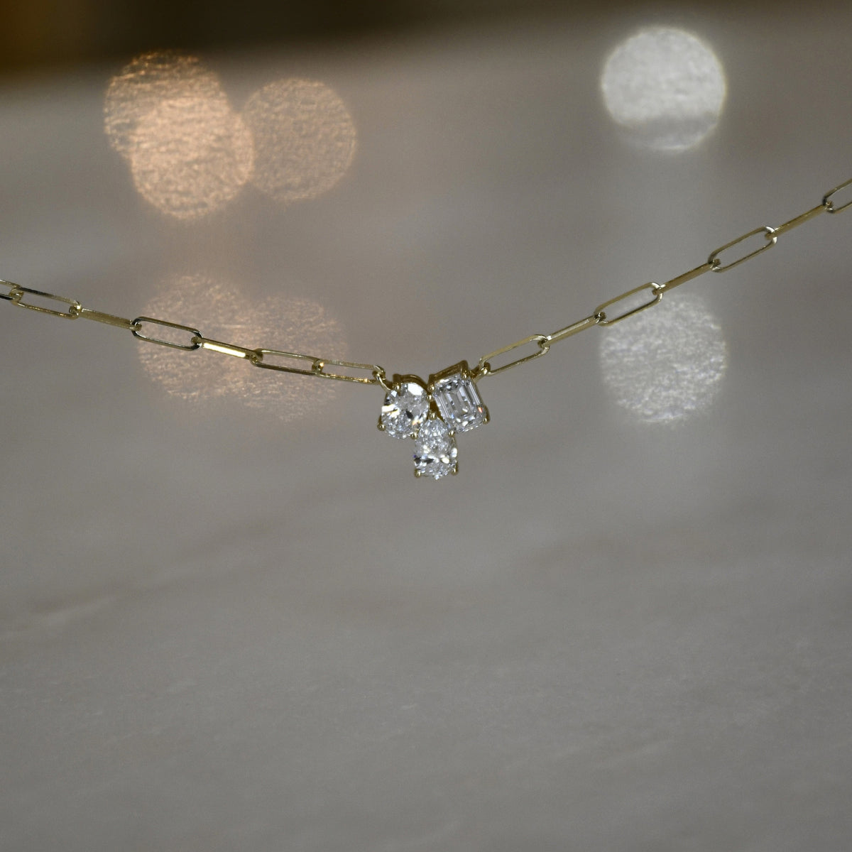 Lab Grown Multi Shape Cluster Necklace