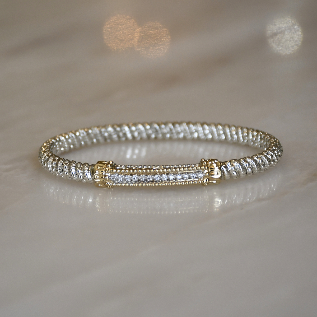 14ky/Sterling Silver Bangle Bracelet