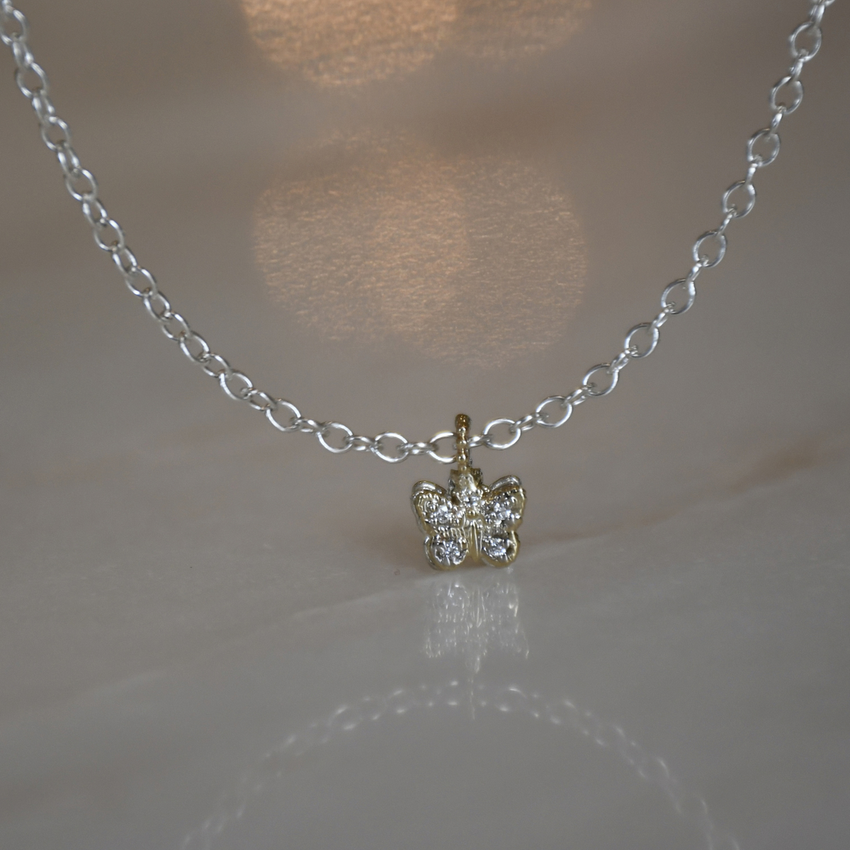 14ky/Sterling Silver Butterfly Necklace