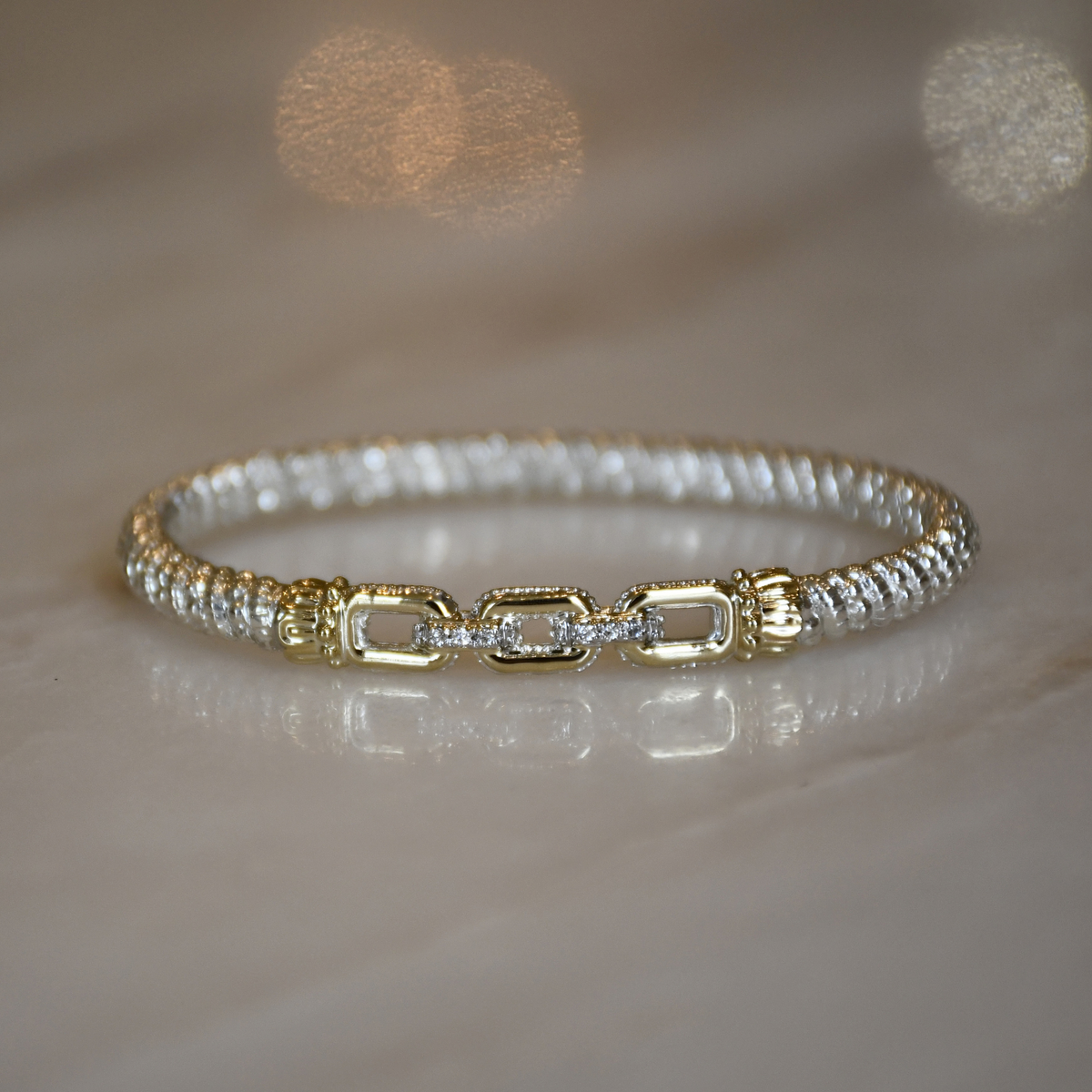 14ky/Sterling Silver Bangle Bracelet