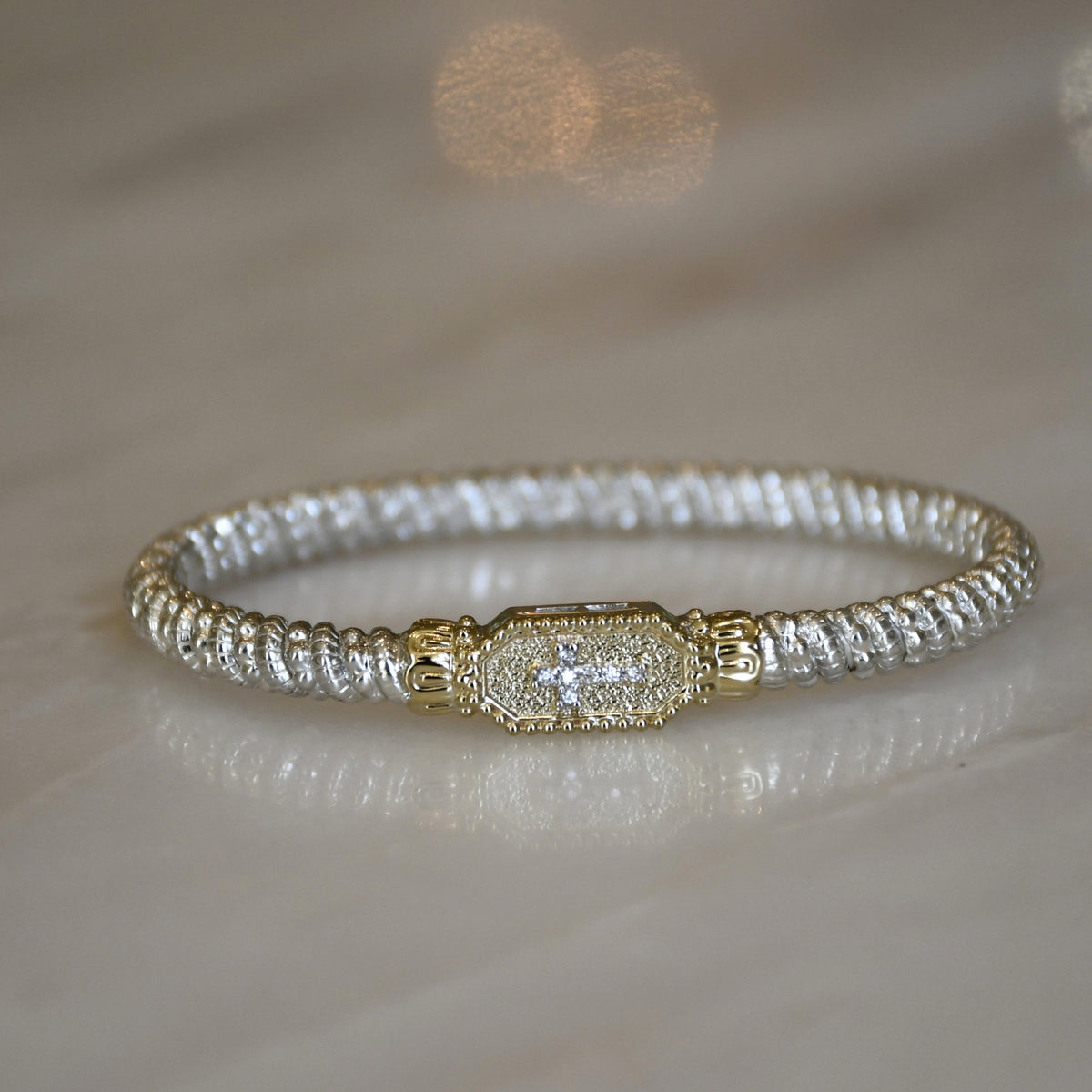 14ky/Sterling Silver Bangle Bracelet