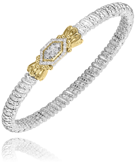 14KY/SS DIAMOND CLOSED BANGLE BRACELET