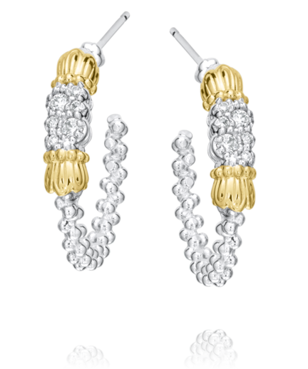 14KY/SS DIAMOND HOOPS