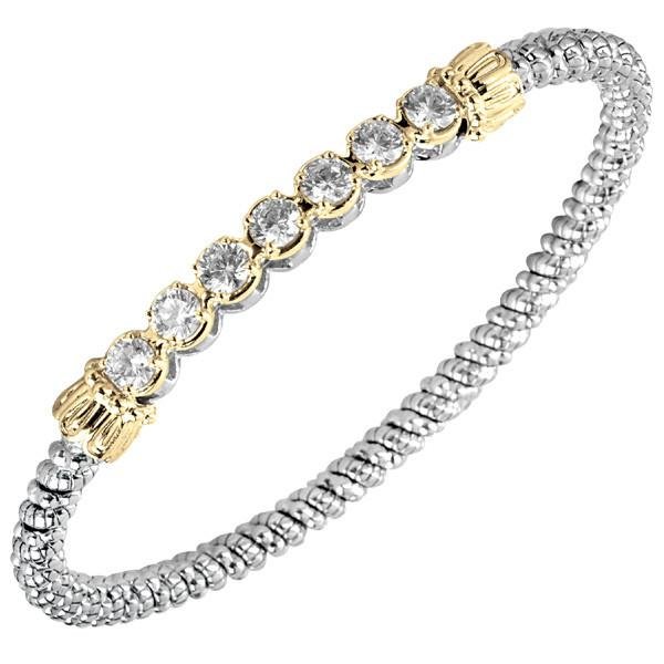 14KY/SS CLOSED DIAMOND BANGLE BRACELET
