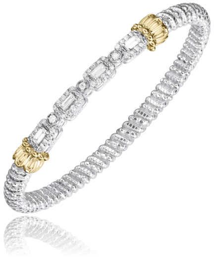 14KY/SS DIAMOND CLOSED BANGLE BRACELET