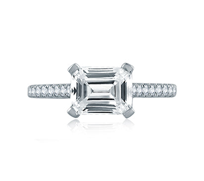 East/West Emerald Cut Modern Classic Semi Mount