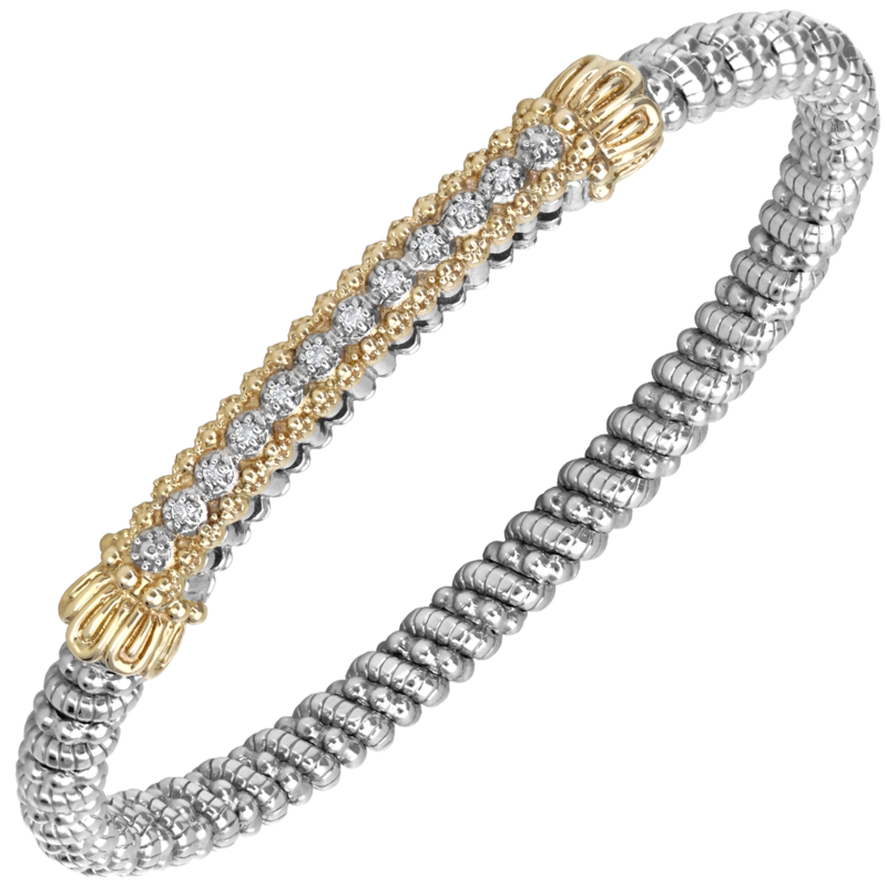 14KY/SS DIAMOND BANGLE BRACELET