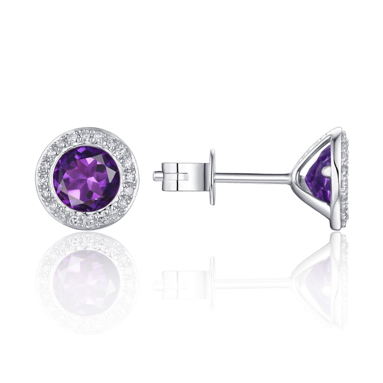 Amethyst & Diamond Halo Earrings
